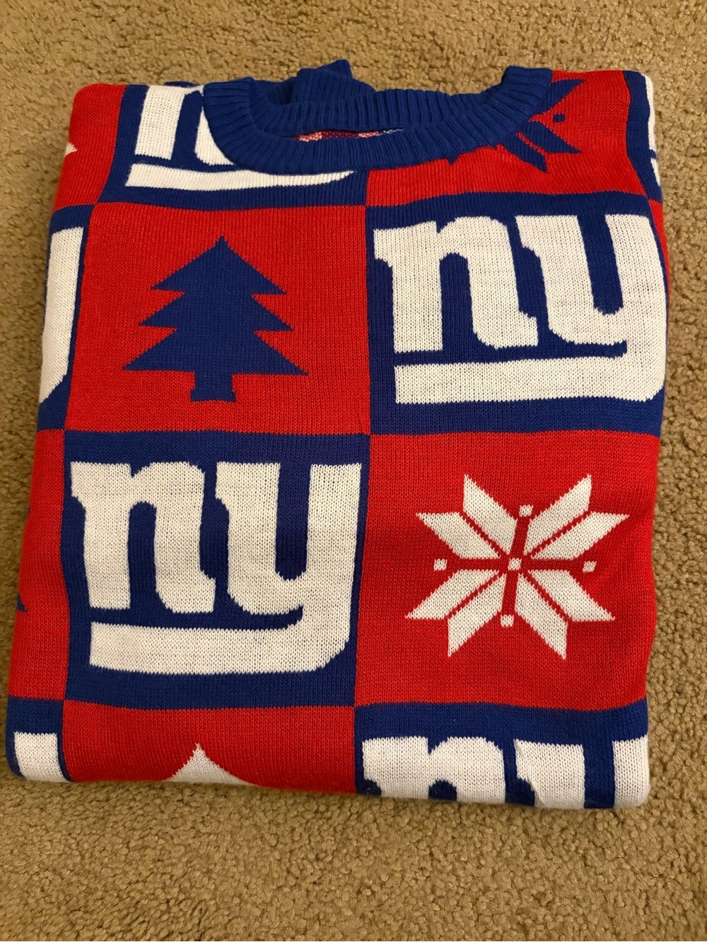 Ugly Christmas Sweater Red & Blue NFL Crewneck